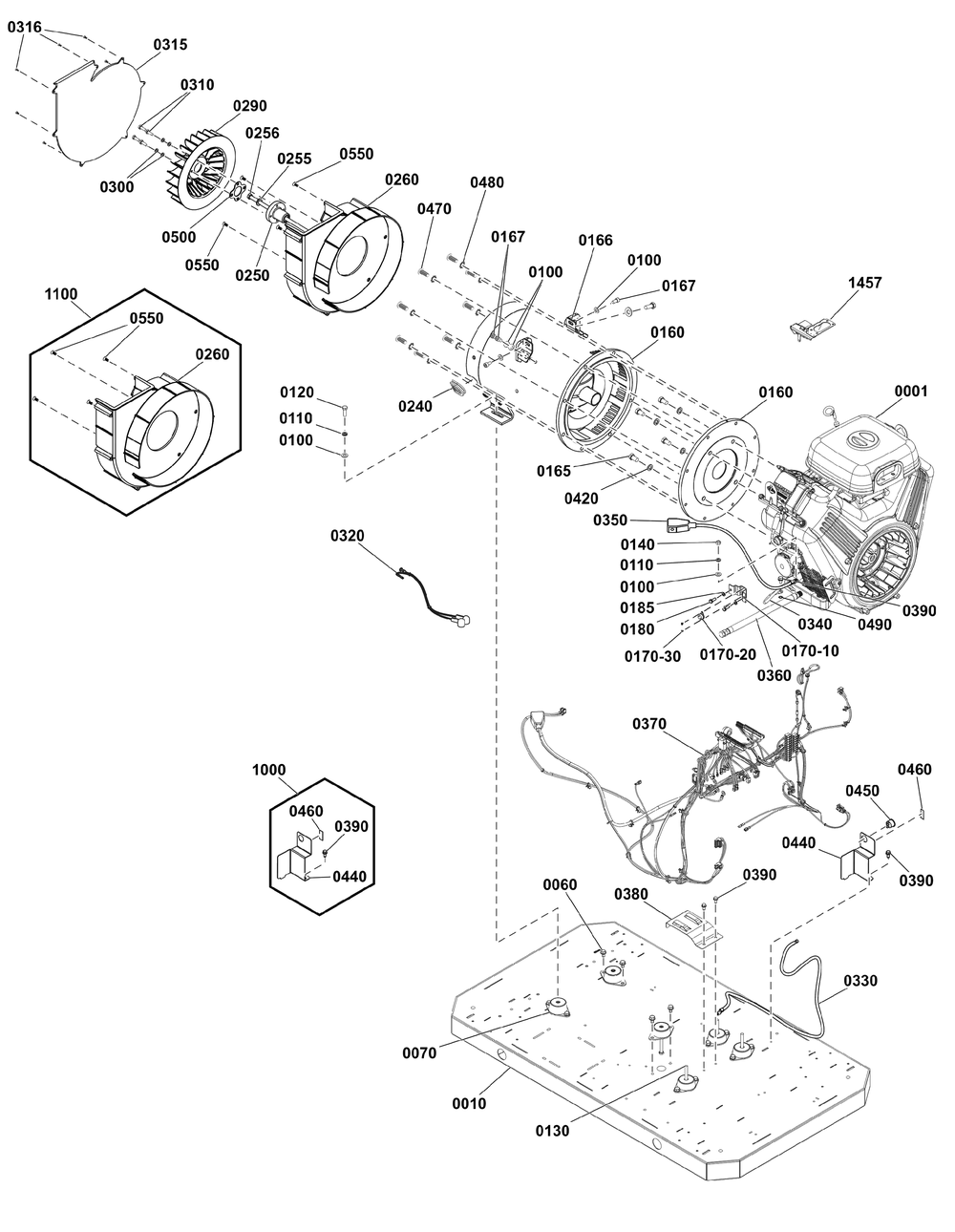 Power Group Diagram and Parts List for 040658-00  Briggs and Stratton Generator